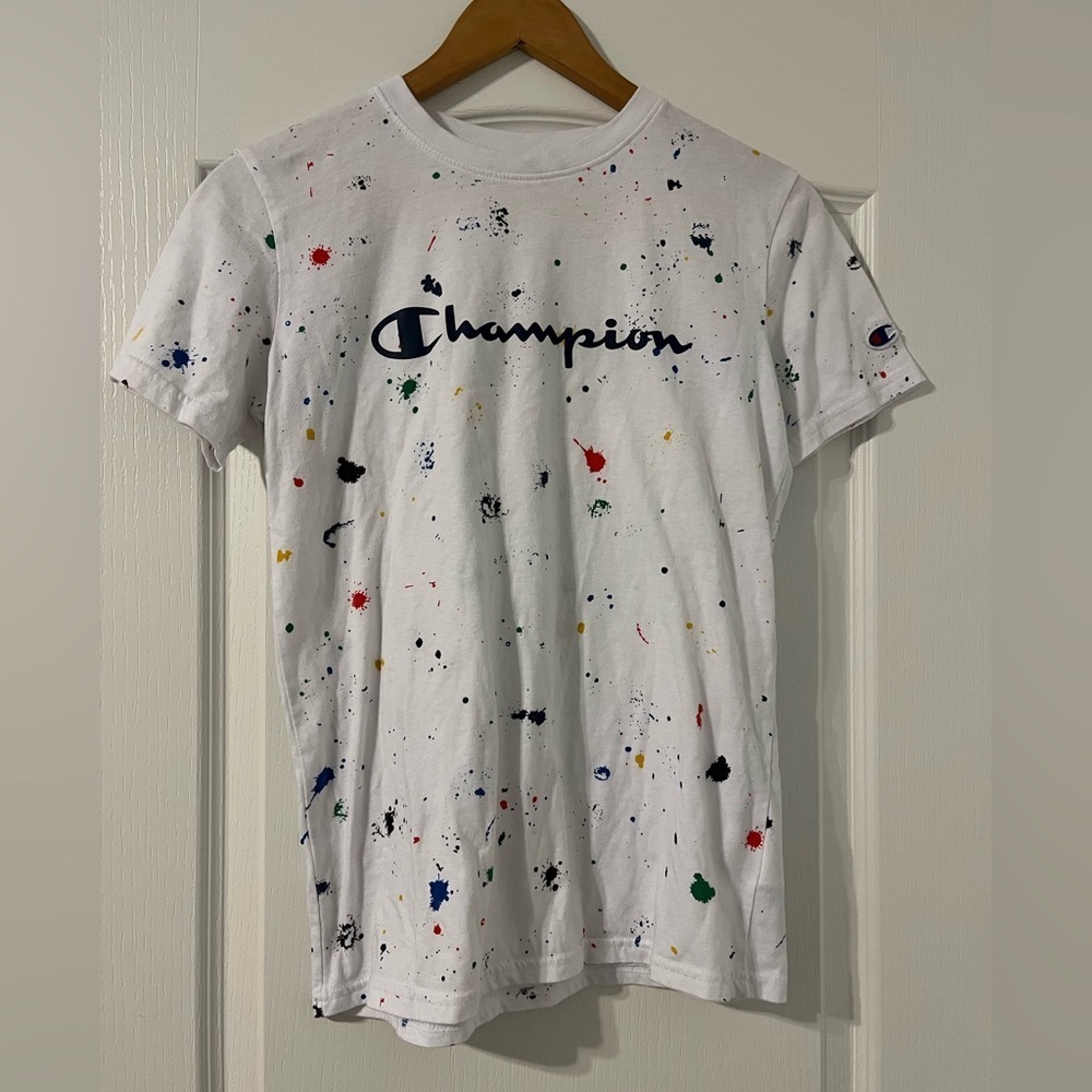 Champion - White T-Shirt with Splatter Design